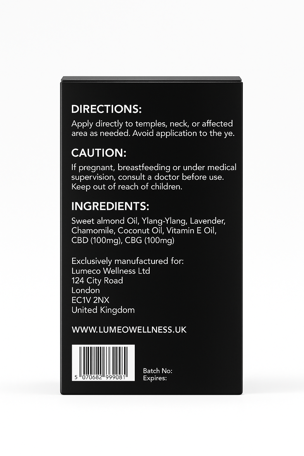 LUMEO CBD & CBG Roll-On — Headache & Migraine Relief (10ml)